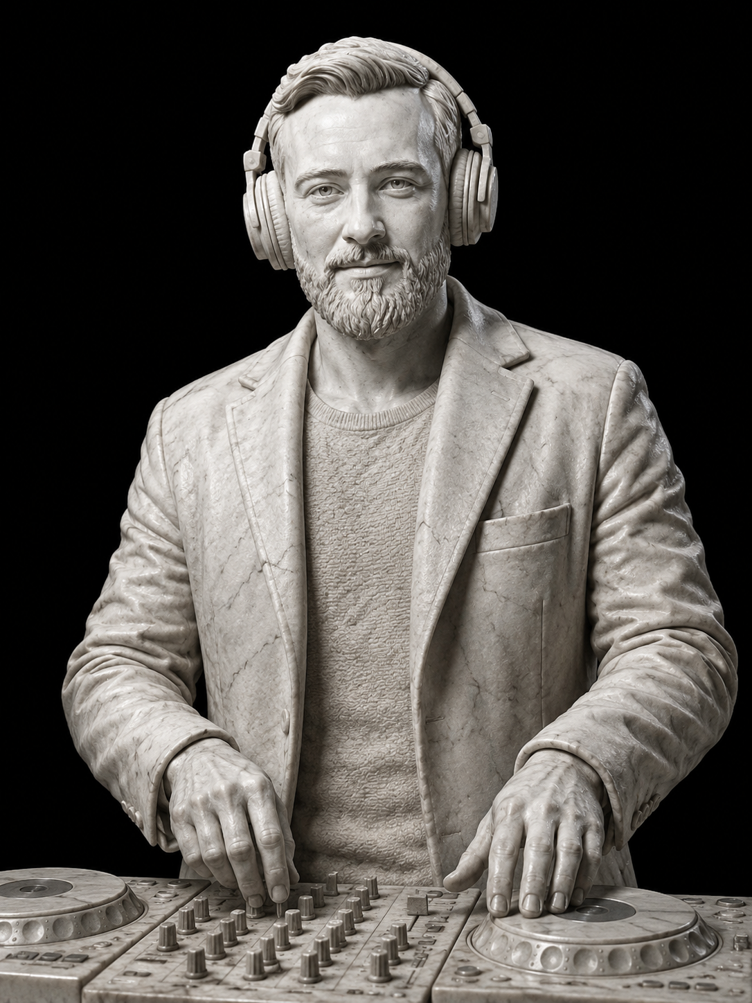 12 Marble DJ Statue Portrait - Image 1