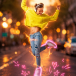 Neon Energy Street VFX Portrait