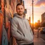 Urban Sunset Hoodie – Cinematic Street Portrait