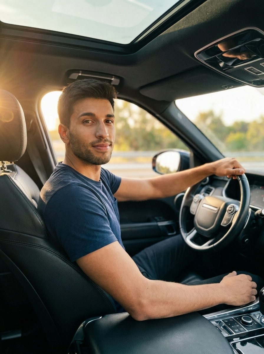 101 Luxury Car Driver – Golden Hour Lifestyle Portrait - Image 1