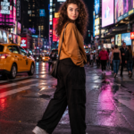 Times Square Neon Streetwear Portrait