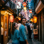 Japanese Cherry Blossom Couple Walk
