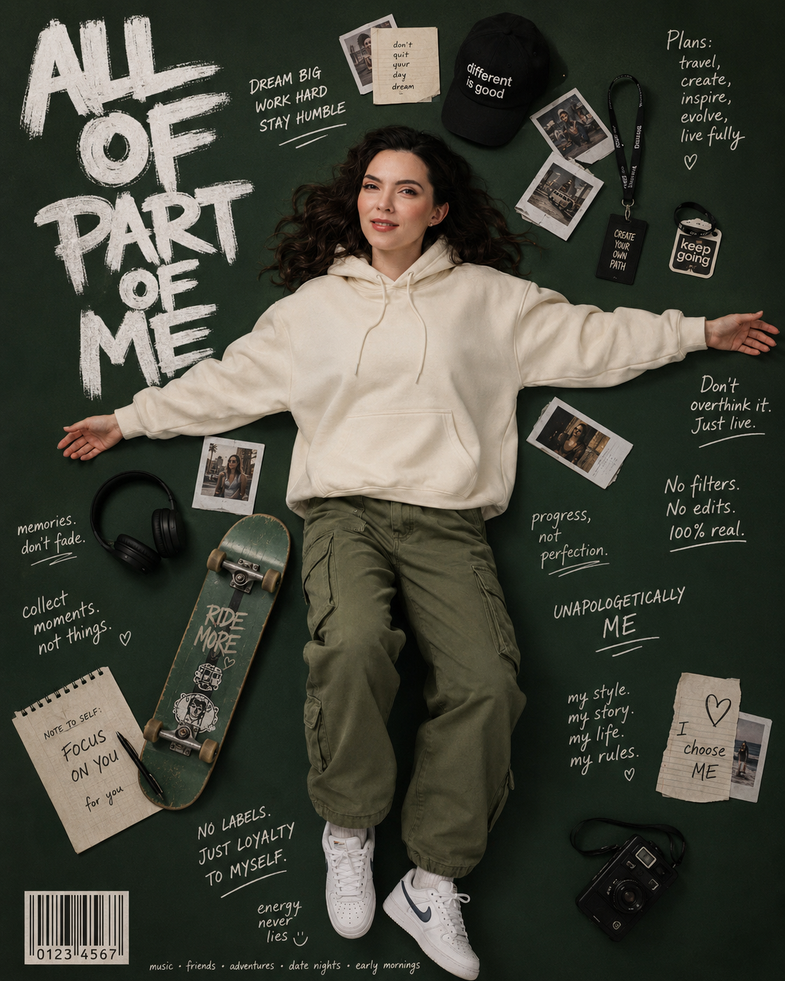 54 Unapologetically Me – Editorial Flat Lay Moodboard Poster - Image 1