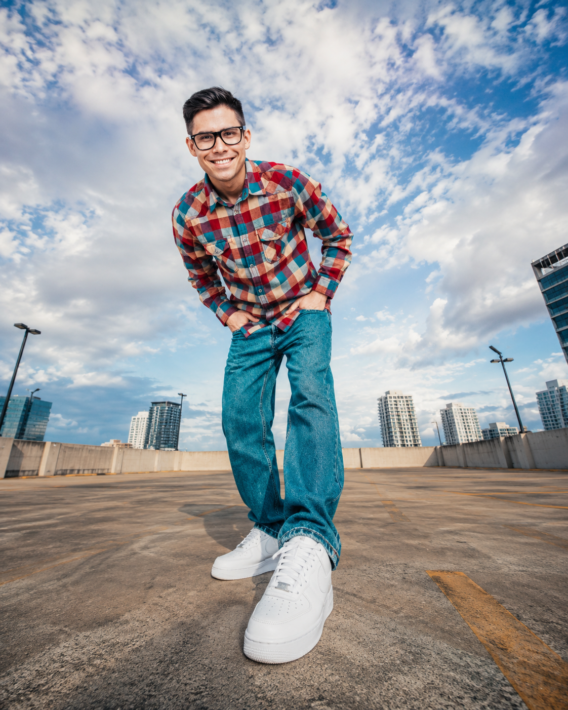 56 Skyline Wide-Angle Rooftop Portrait - Image 1