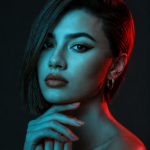 Cyan & Crimson Editorial Portrait Prompt