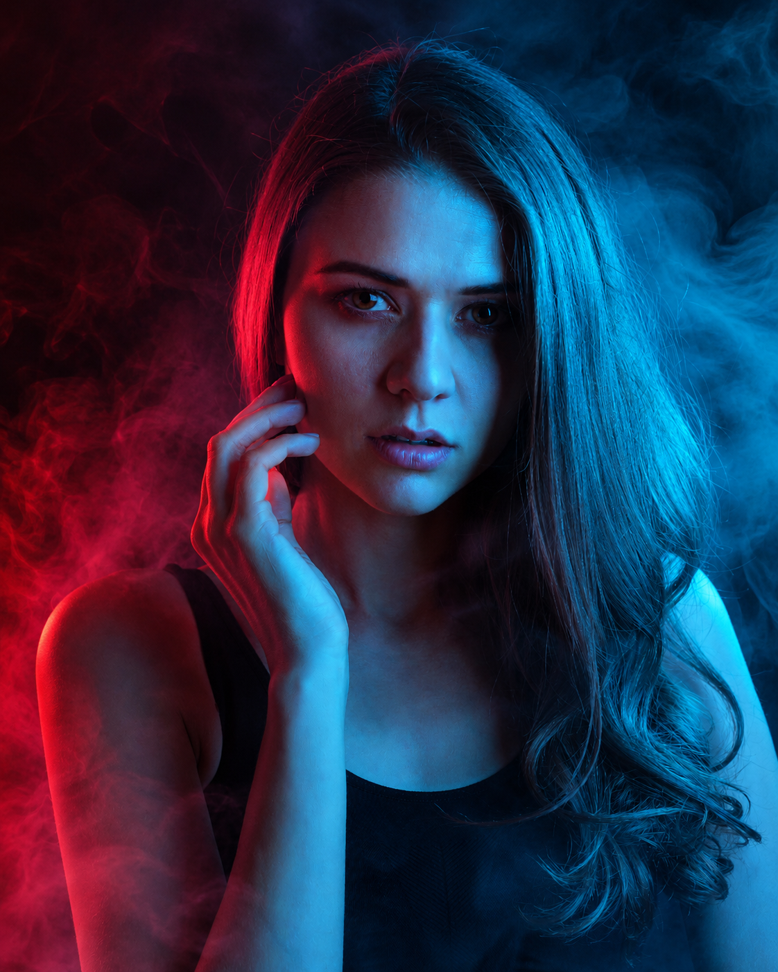 64 Cinematic Neon Smoke Portrait - Image 1