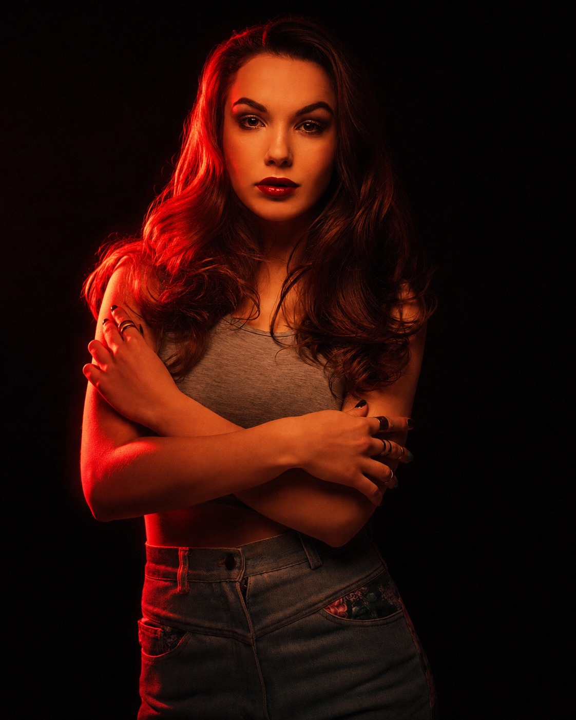 68 Crimson Noir Cinematic Portrait - Image 1