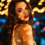 Golden Cyan Night Glow Portrait