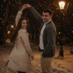 Couple Snowy Midnight Dance