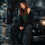 Vintage Noir Car Cinematic Portrait