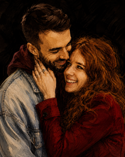 Hand-Drawn Couple Portrait